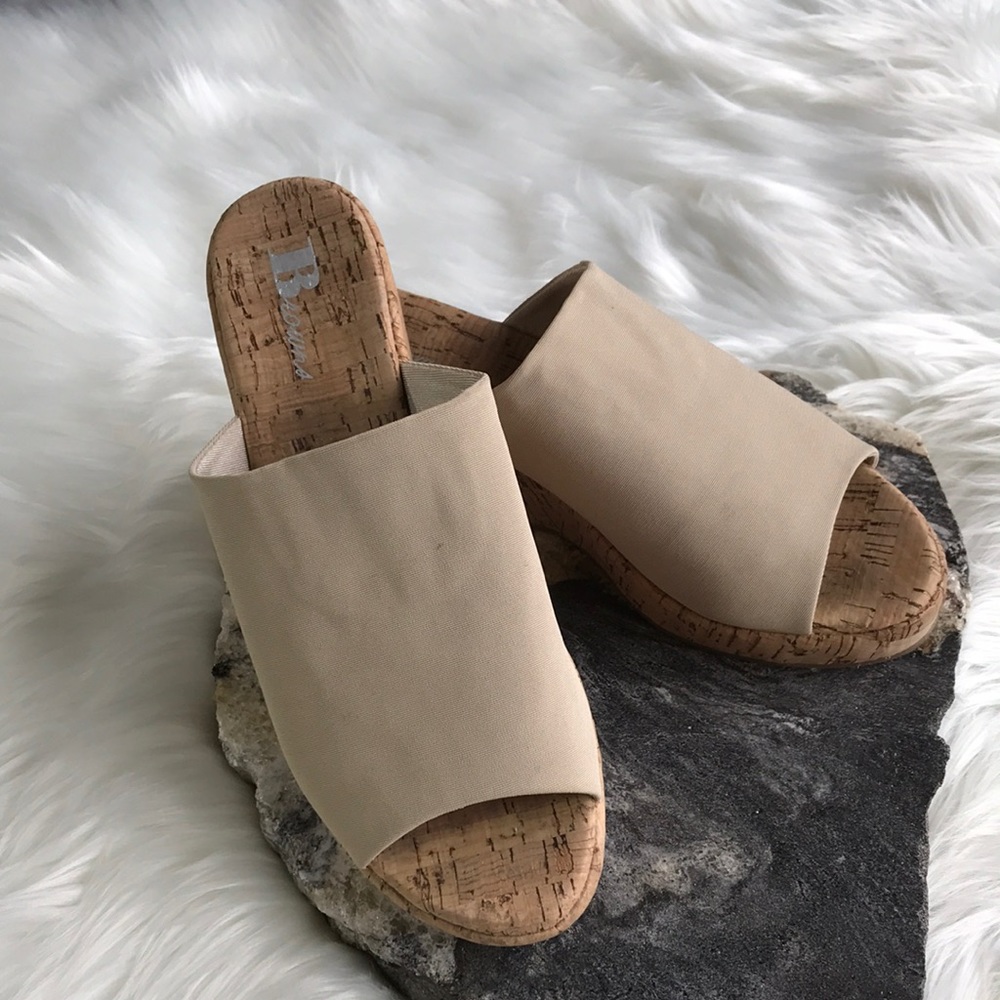 Browns Cork Wedge Sandals Tan. Good condition